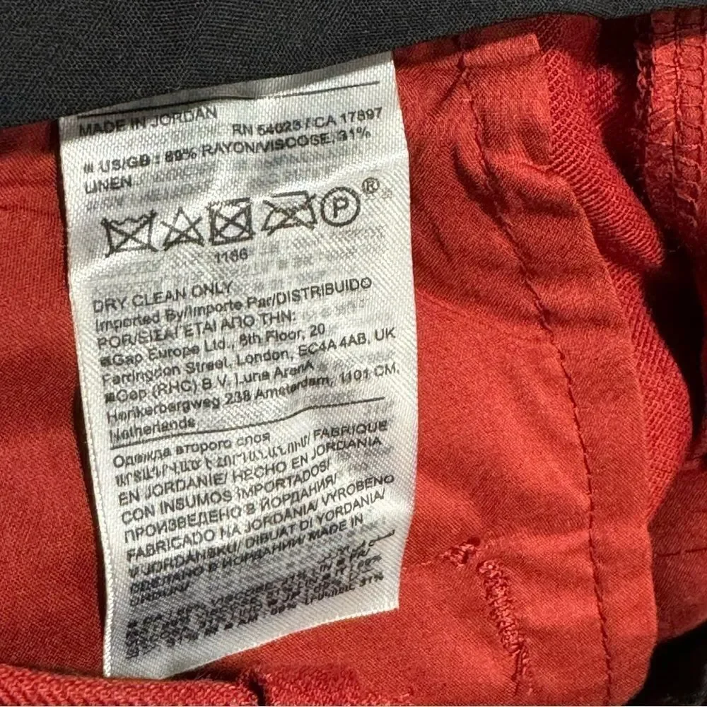 Banana Republic Cherry Red Lena Wide-leg Linen-blend Pant Trousers